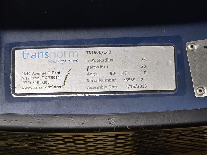 Used 2013 Transnorm Belted Curve Conveyor