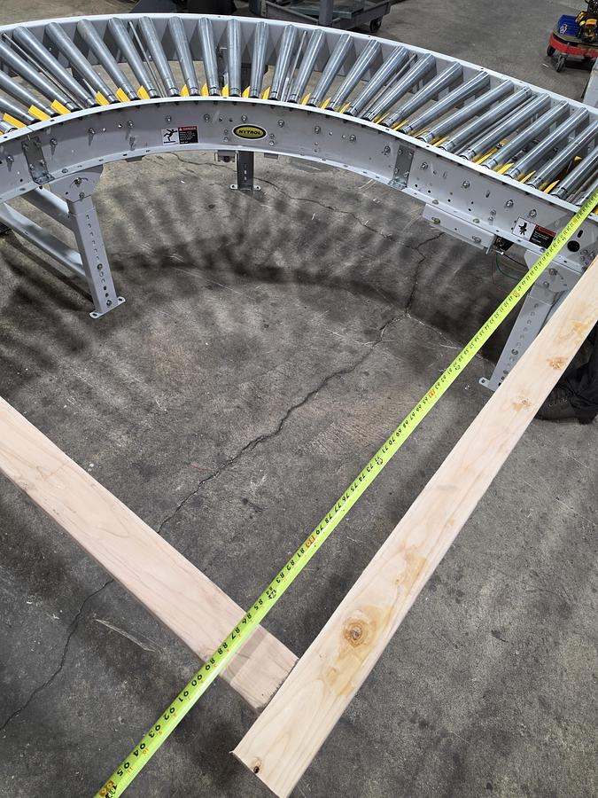 Used Hytrol 90 Degree Live Roller Curve V-Belt Conveyor 30" (#659)