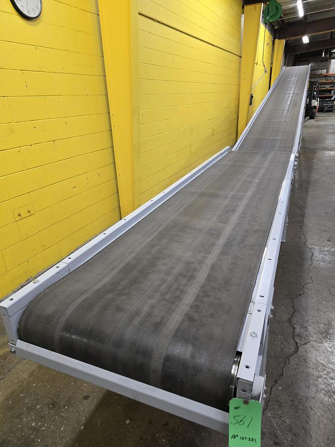 Used Hytrol TH Trash Line Belt Conveyor 34" x 144' w/ Elevation Change Hitch (#561)