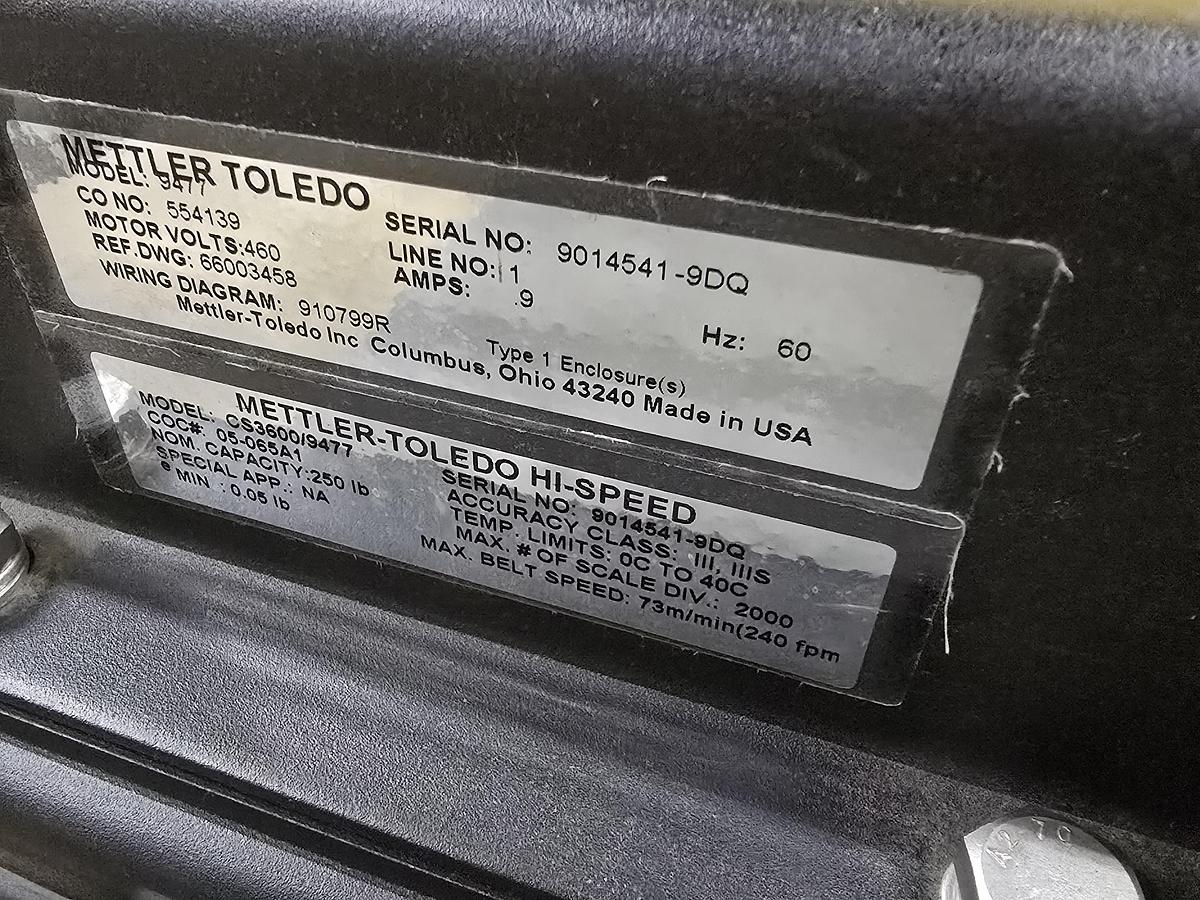 Used Mettler Toledo Checkweigher High Speed 250# Max Conveyor Scale (#435)