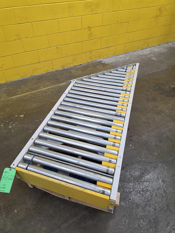 Used Intelligrated 28"b.f. Left Hand 30 Degree Live Roller Spur 60 Degree Curve V-Belt (#14A)