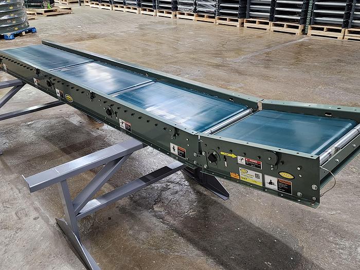 Used Hytrol 190E24EZ 24 volt Zero Pressure Accumulation DECLINE Belted Conveyor 24"x12' (#56)