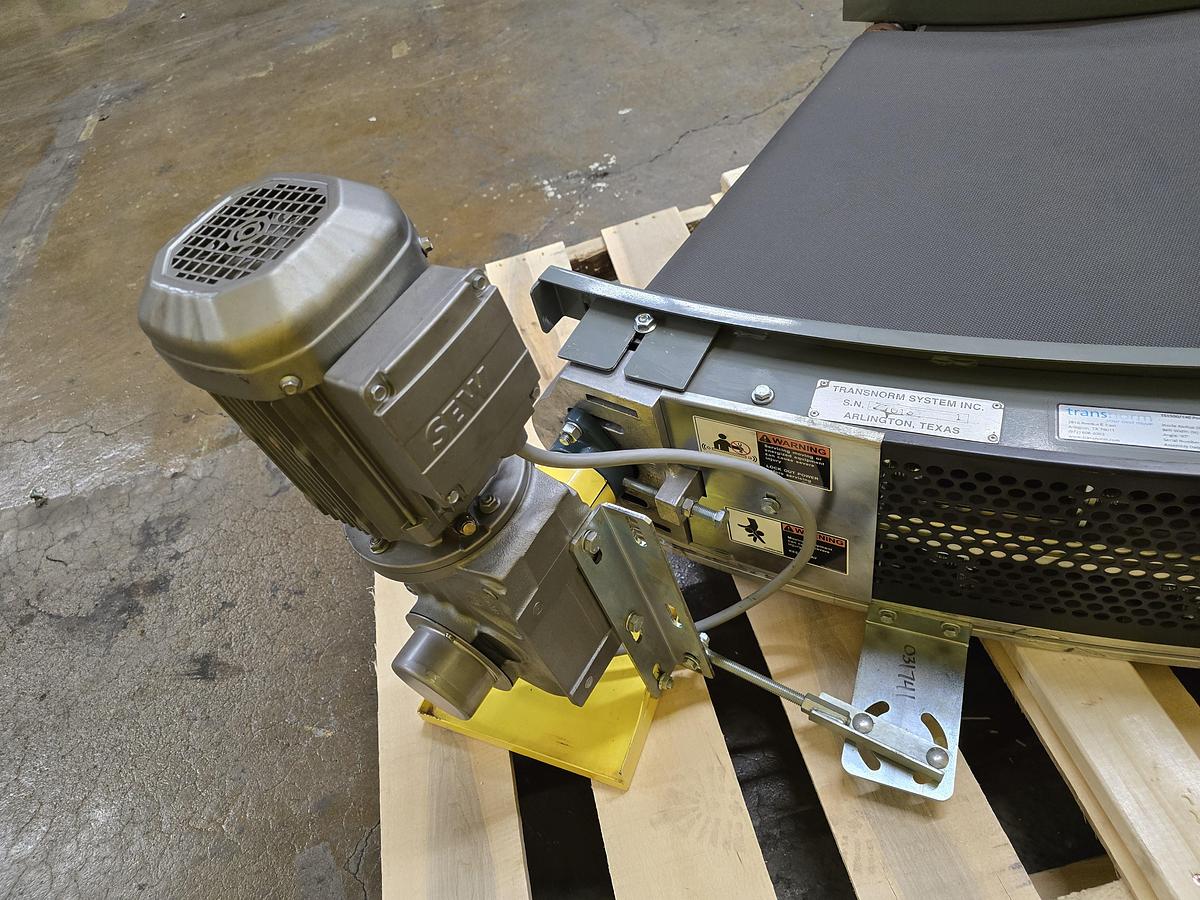 Used Transnorm 90 Degree Belted Curve Conveyor TS1500/140 V2 27" Belt, 36" IR (#396)