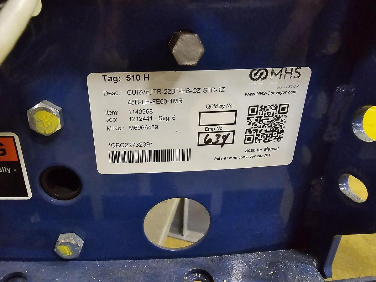 Used MHS Itoh Denki 22" MDR 45 Degree Zero Pressure Accumulation Conveyor (#285)