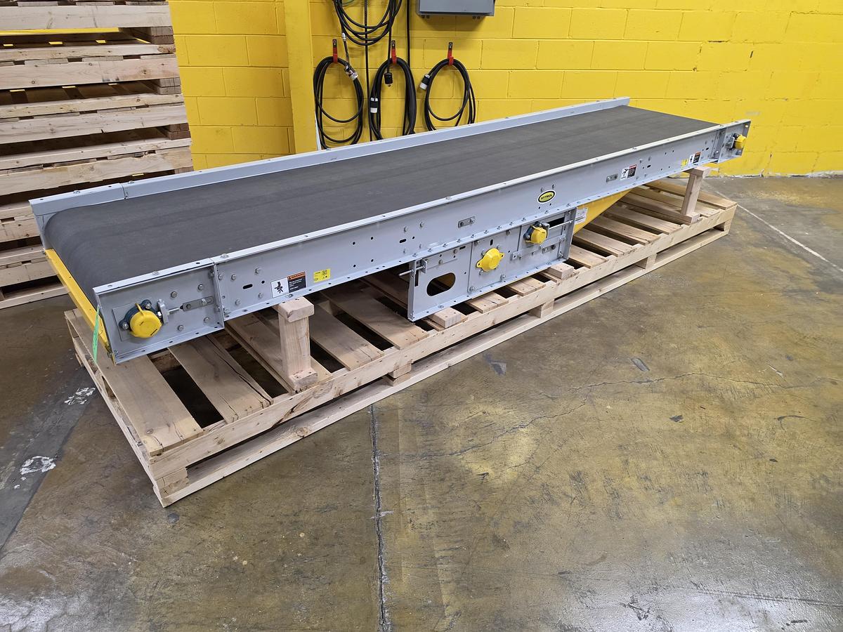Used Hytrol TH Trash Line Belt Conveyor 34" x 114'3" w/ Elevation Change Hitch (#556)