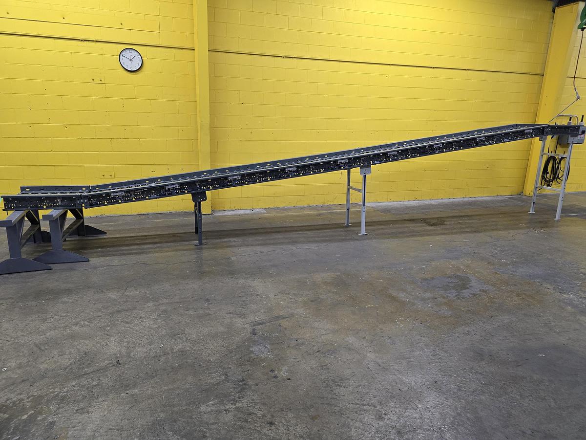 Used Intelligrated 22" x 27.5' MDR Belted Zero Pressure Incline Conveyor (#442)