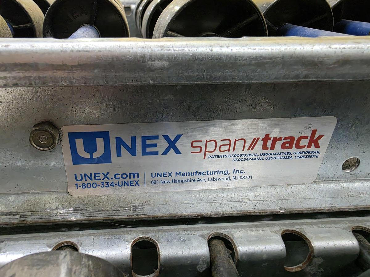 Used UNEX Span Track Wheel Bed Conveyor 11.25" x 9'10" (#644)