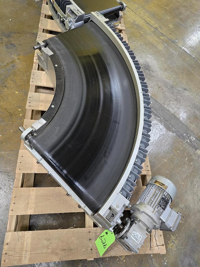 Used Transnorm 90 Degree Belted Curve Conveyor TS1500/100 24" Belt, 24" IR (#626)