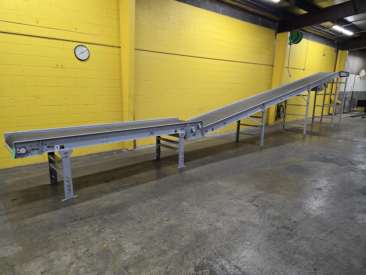 Used Hytrol TH Trash Line Belt Conveyor 34" x 144' w/ Elevation Change Hitch (#561)