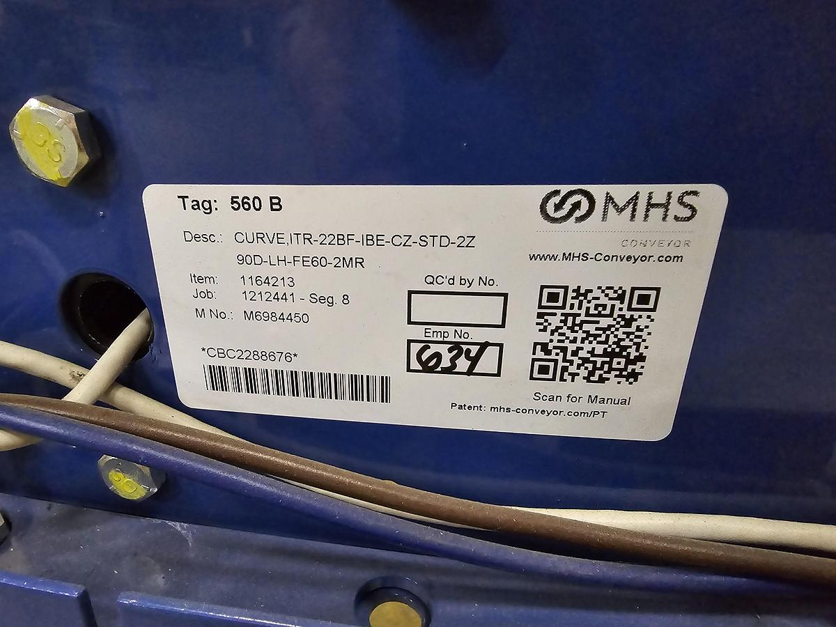 Used MHS Itoh Denki 22" MDR 90 Degree Zero Pressure Accumulation Conveyor (#286)