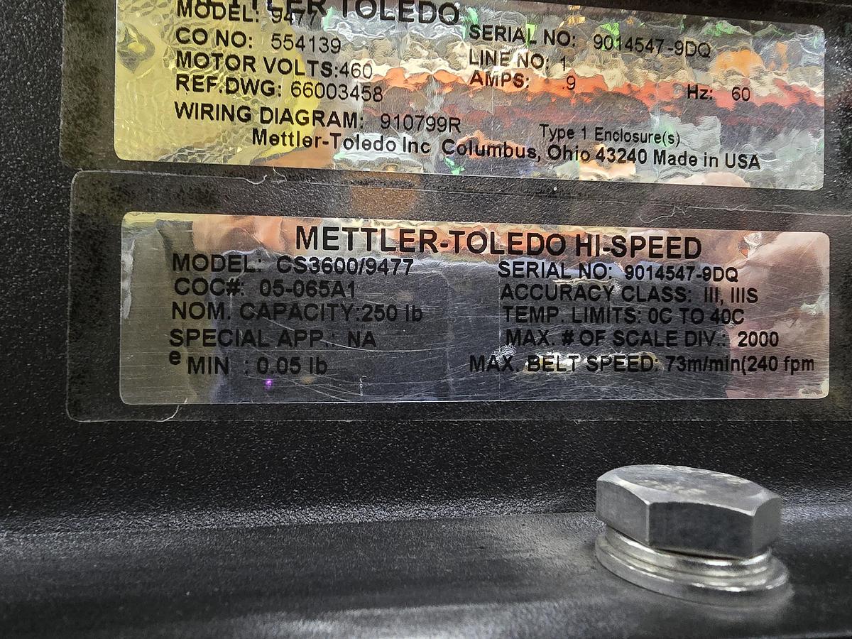 Used Mettler Toledo Checkweigher HC-FL 2 Piece 132# Max Conveyor Scale (#94)