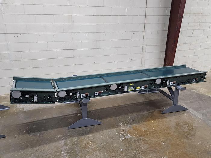 Used Hytrol 190E24EZ 24 volt Zero Pressure Accumulation DECLINE Belted Conveyor 24"x12' (#56)