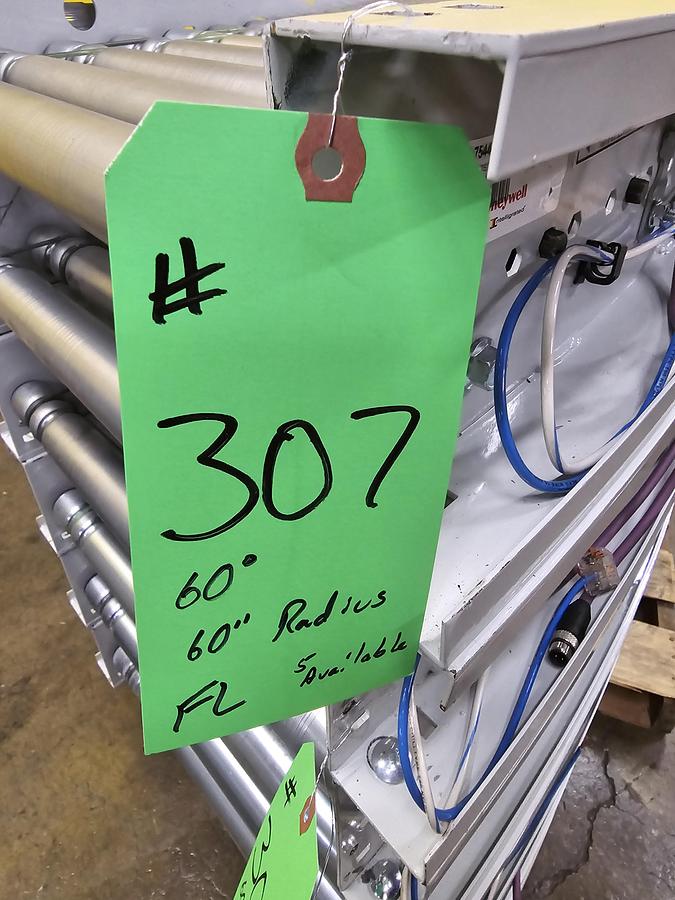 Used Intelligrated 28" Zero Pressure MDR 60 Degree Roller Curve Conveyor (#307)