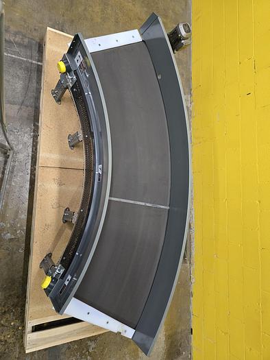 Used Transnorm 63 Degree Belted Curve Conveyor TS1500/140 V2 27" Belt, 67" IR (#403)