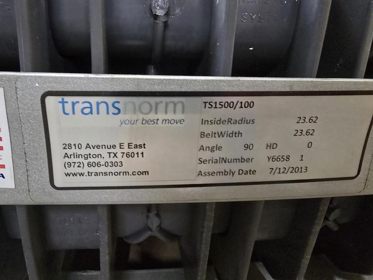 Used Transnorm 90 Degree Belted Curve Conveyor TS1500/140 V2 27" Belt, 36" IR (#396)