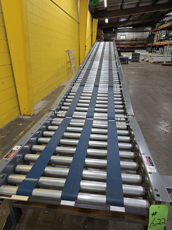 Used Intelligrated 33" x 27' MDR Belted Zero Pressure Incline/Decline Conveyor (#621)