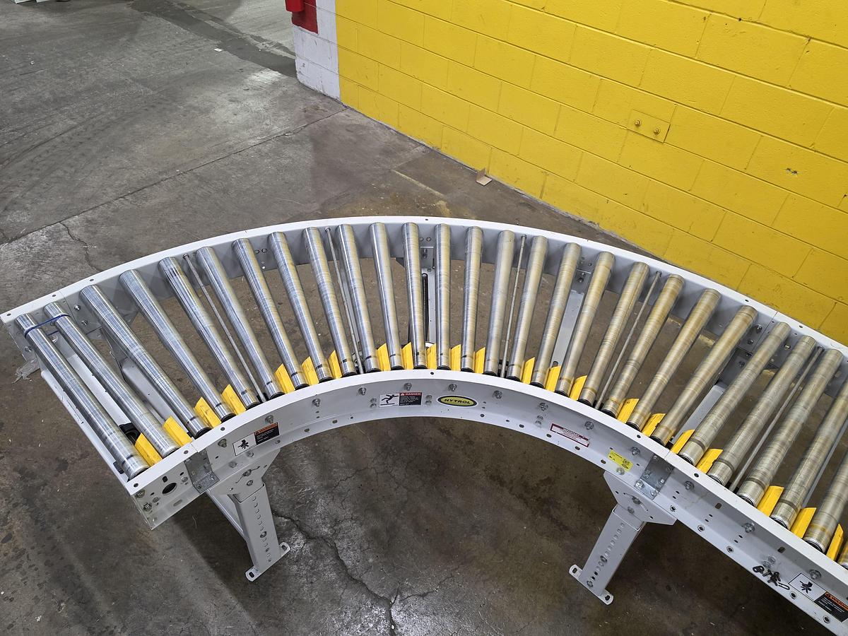Used Hytrol 90 Degree Live Roller Curve V-Belt Conveyor 30" (#664)