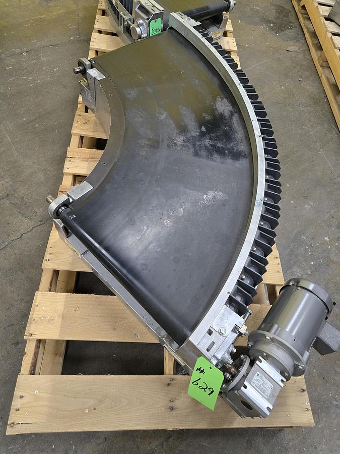 Used Transnorm 90 Degree Belted Curve Conveyor TS1500/100 20" Belt, 24" IR (#629)