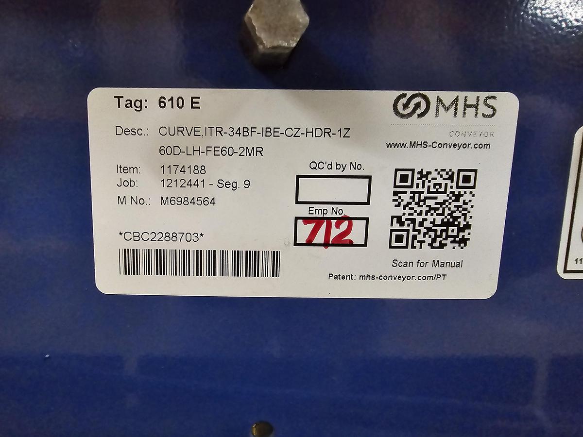 Used MHS Itoh Denki 34" MDR 60 Degree Zero Pressure Accumulation Conveyor (#273)