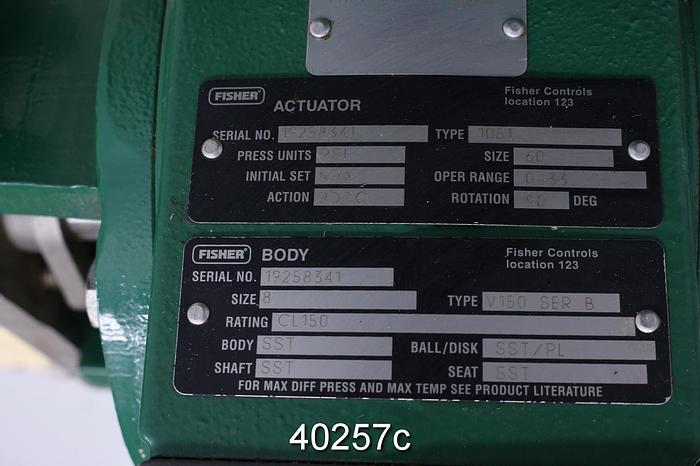 Used Fisher V150 8" Vee Ball Control Valve #40257