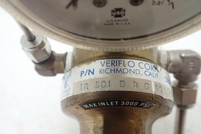 Used Lot of 3 Veriflo IR501B, 43900098 Pressure Regulators w/ USG 100psi 30psi Gauges