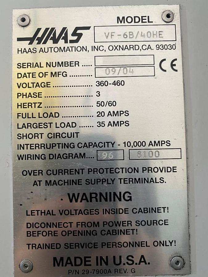 Used 2004 Haas VF-6B/40HE