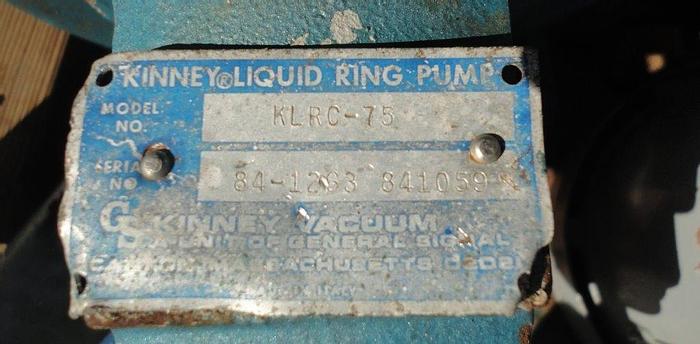 Used Pump, Vacuum, Liquid Ring, Kinney, C/st, 1.5", 75 CFM #S741620