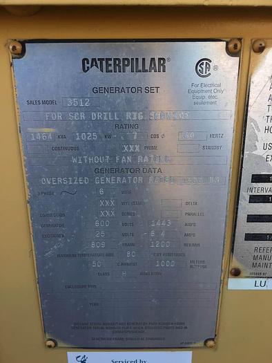Used Caterpillar 1025kW 3512 Prime Power Oversized Double Bearing Generator End
