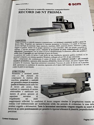 CENTRO DI LAVORO SCM RECORD 240 NT