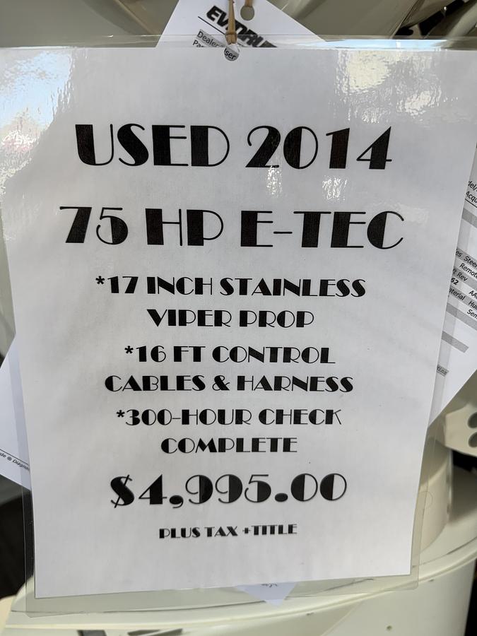 Used 2014 Evinrude 75hp E-Tec