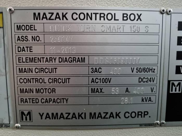 Used 2013 MAZAK QUICK TURN SMART 150S CNC TURNING LATHE MACHINE