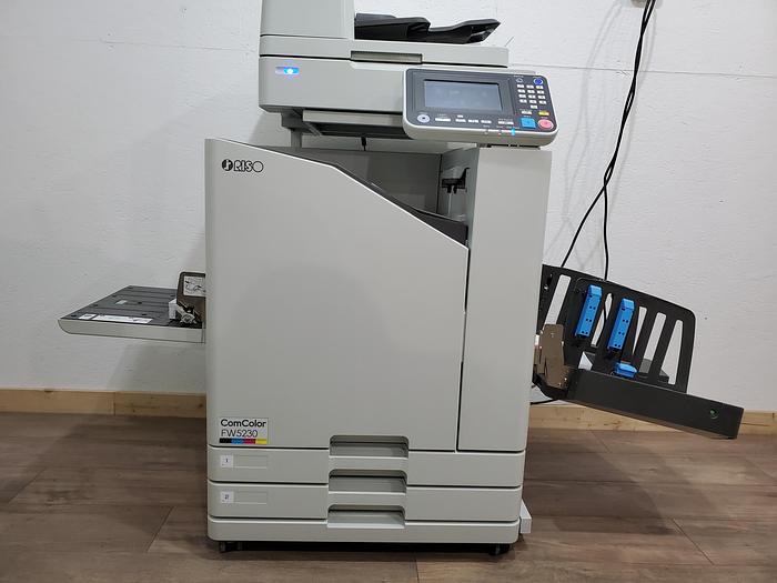 Used Riso ComColor FW5230 Full Color Inkjet Printer with Scanner and Auto Stacking Tray.