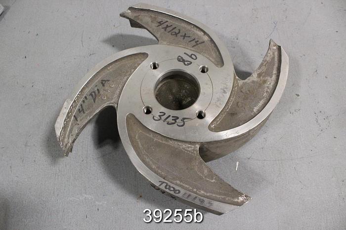 Used Goulds 3135 4x12x14 Pump Impeller, 2/4 Vane, 14" Diameter #39255