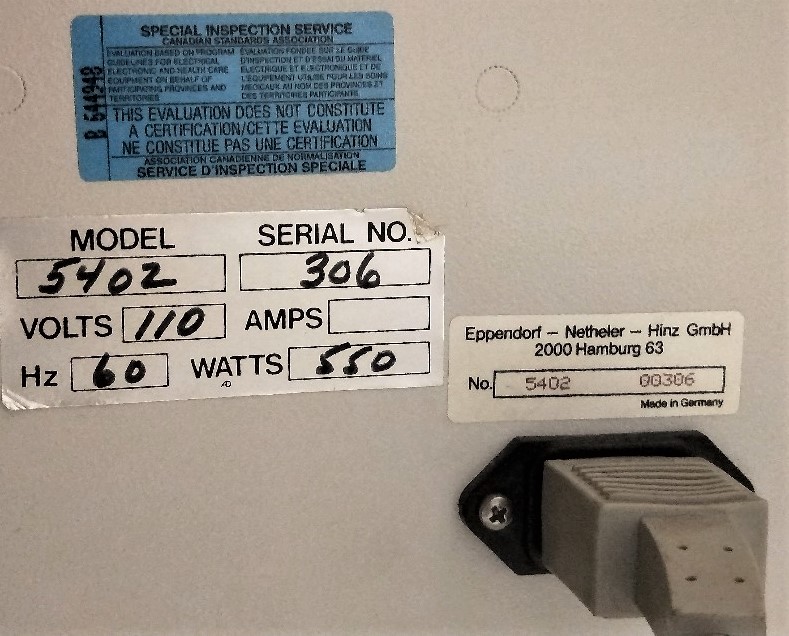 Used Eppendorf 5402 Refrigerated Microcentrifuge (18 x 2mL)