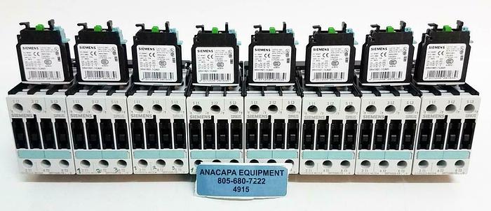 Used Siemens PA66-GF25FR Contactor 3RT1025-1B w/ Aux Switch Block LOT of 8 (4915)