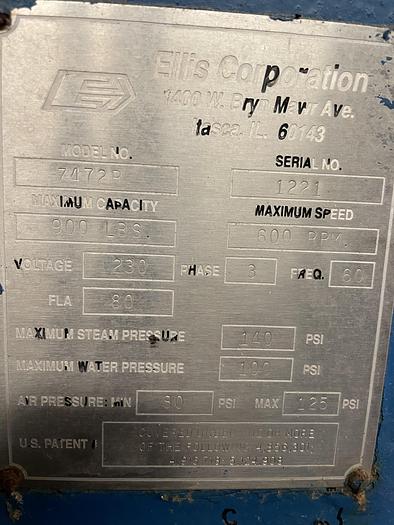 Used Ellis 900lb washer extractor