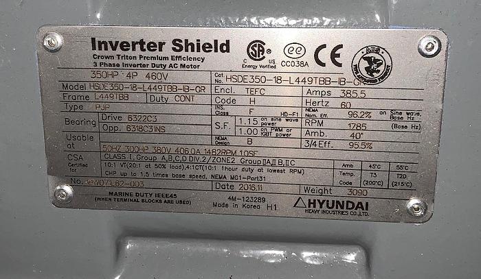 350 HP Hyundai Motor, HSDE350-18-L449TBB