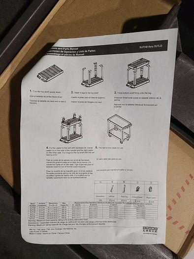 Used Grainger 5UTH8 Lipped Shelf Rolling Cart NEW IN BOX! 4 Available Dark Gray