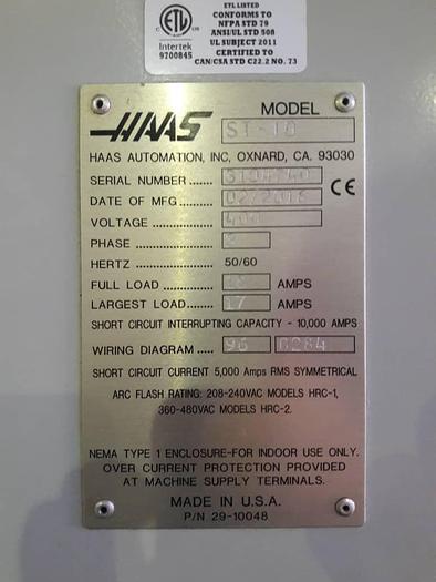 Used 2016 HAAS ST 10 CNC LATHE MACHINE