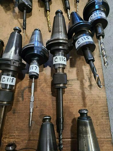 Used CAT 50 Tool Holders One Lot of 6 Assorted CNC Tooling with Cutters & Drills