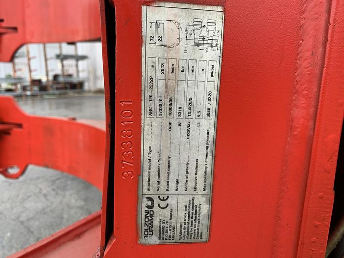 Used 12,000 POUND GLC120VXPRS YALE MODEL W/ 72" BOLZONI ROLL CLAMP MFG. 2013 1,800 HOURS