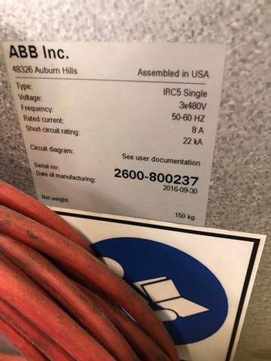 Used 2016 ABB ROBOTICS IRB 2600