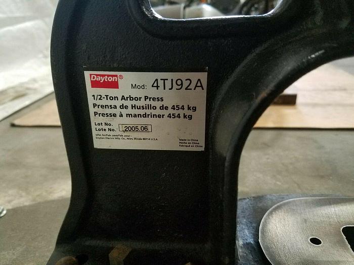 Used Dayton No. 0 1/2 Ton Arbor Press Model 4TJ92A