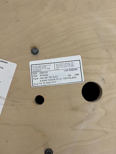 Used Allied Wire 2095153, 6 AWG, 1050/36TC UL, 600V, VFD Control Cable Approx 1000 Ft