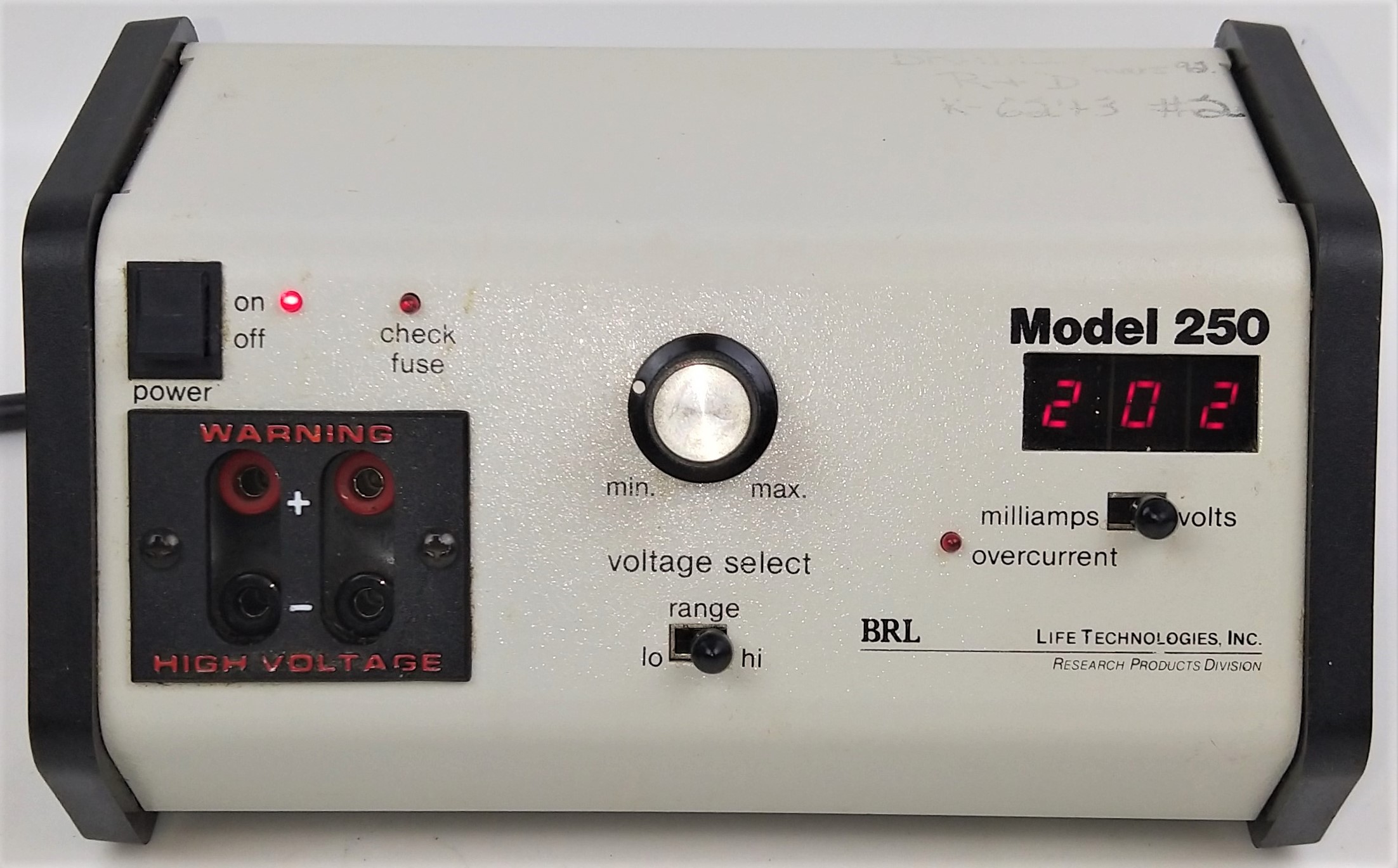 Used Gibco BRL 250 Electrophoresis Power Supply