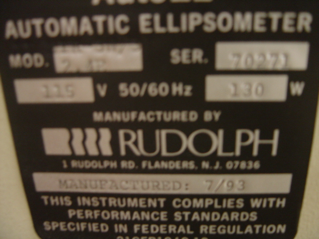 Used Rudolph Research  AutoEL Ellipsometer