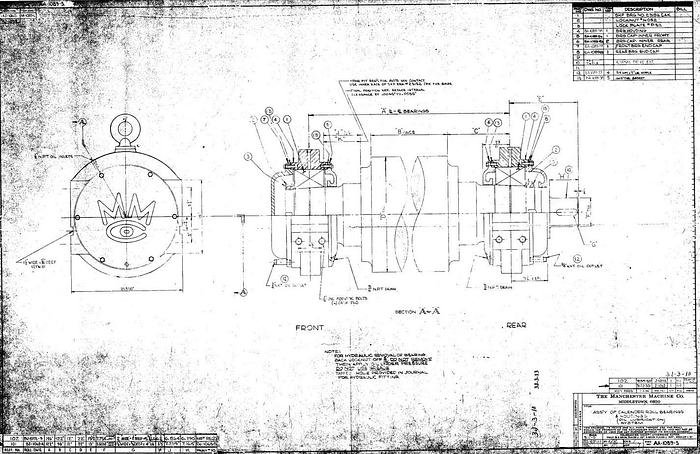 Used Manchester  Two-Roll Calender, 22" X 98" Top Roll, 15" X 98" Kusters Controlled Crown Bottom Roll.  Top Roll Is Covered.  Includes Two Spare Top Rolls. #24194