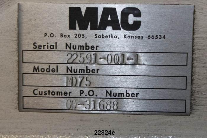 Used Mac MD75 Rotary Valve, Po No.: 00-31688 #22824