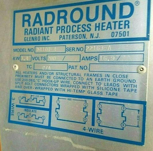Used Radround Keyhole 4000 Watt Radiant Process Heater Oven Inline Cable Fiber Tubing