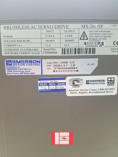 Used Ship DHL, Emerson MX-280-CE MX280CE Servo Drive, MX-280 NP UPS RED